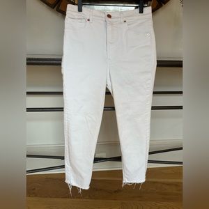 Express stretch Super High Rise Mom Jean white